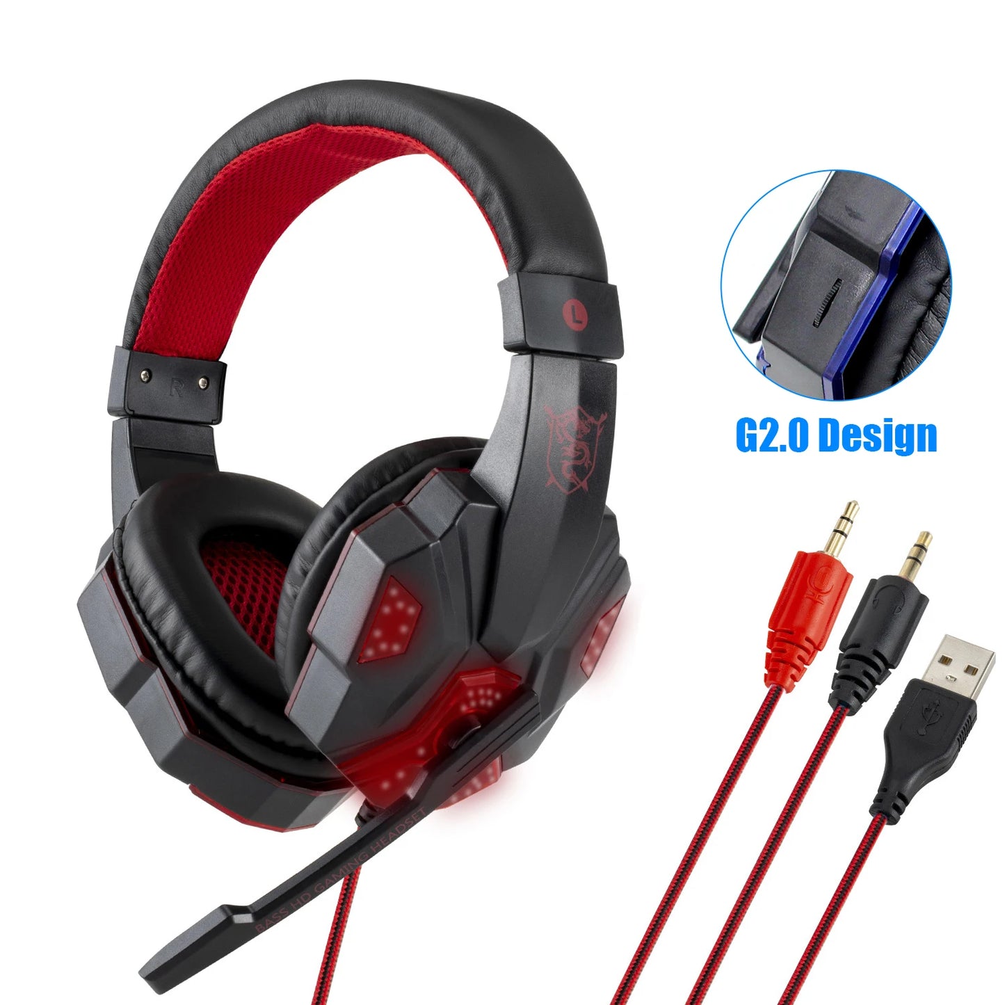 Radiance Pro Wired Gaming Headphones – LED Light & Stereo Sound for PC & Console