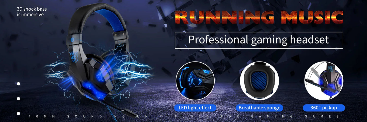 Radiance Pro Wired Gaming Headphones – LED Light & Stereo Sound for PC & Console