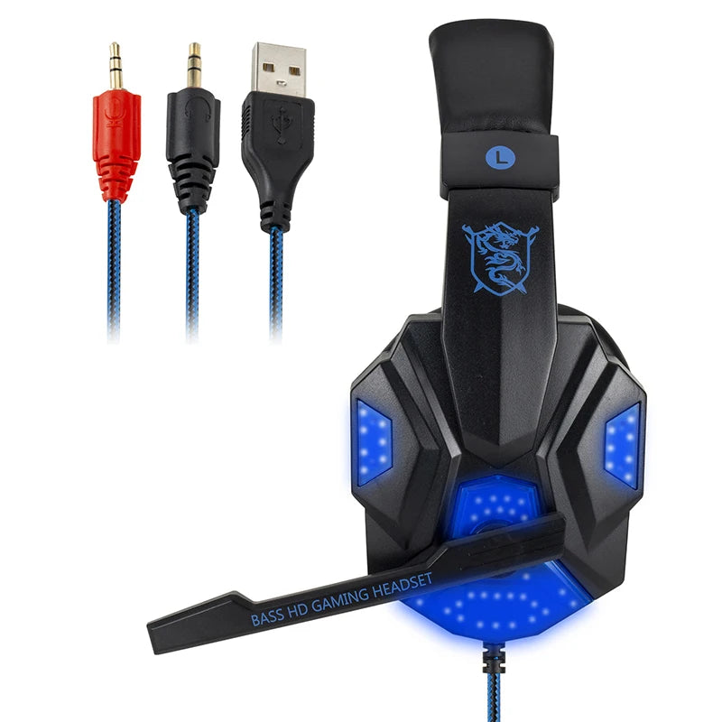 Radiance Pro Wired Gaming Headphones – LED Light & Stereo Sound for PC & Console