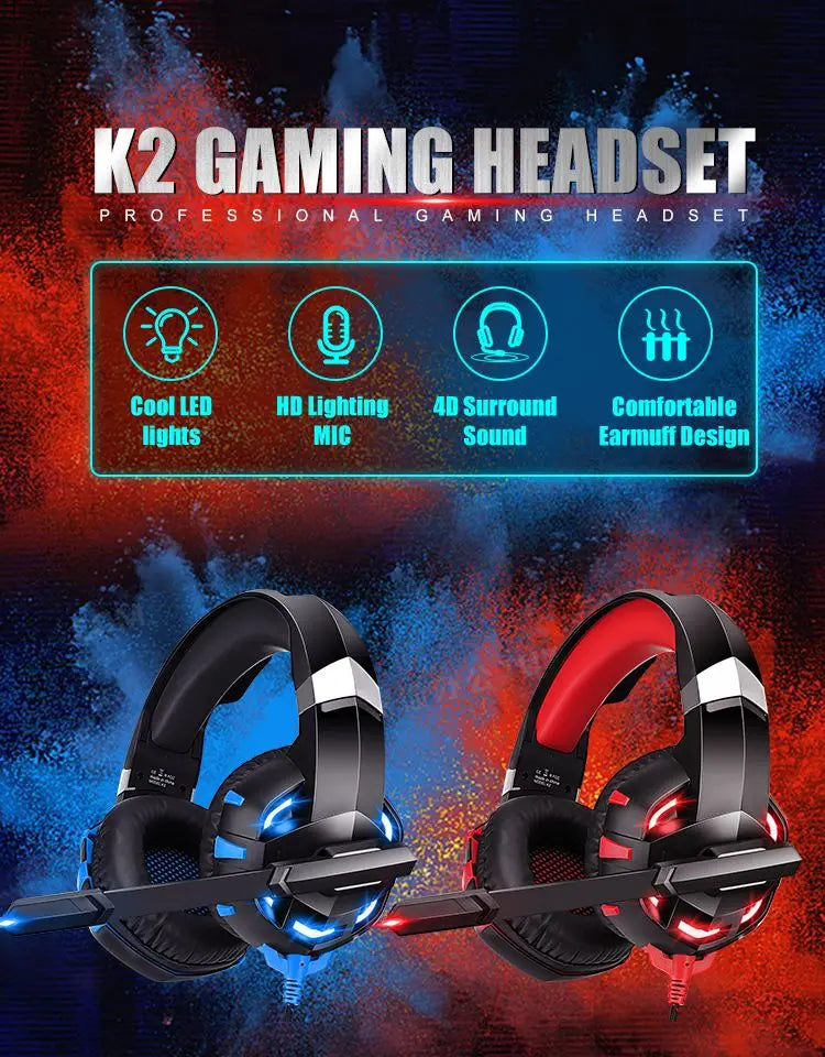 Radiance Pro Wired Gaming Headphones – LED Light & Stereo Sound for PC & Console