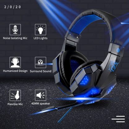 Radiance Pro Wired Gaming Headphones – LED Light & Stereo Sound for PC & Console