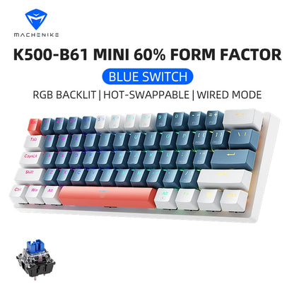 Machenike 61-Key Compact RGB Gaming Keyboard – Mechanical Wired Layout