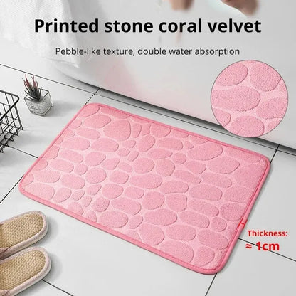 Embossed Velvet Bathroom Non-Slip  Rug