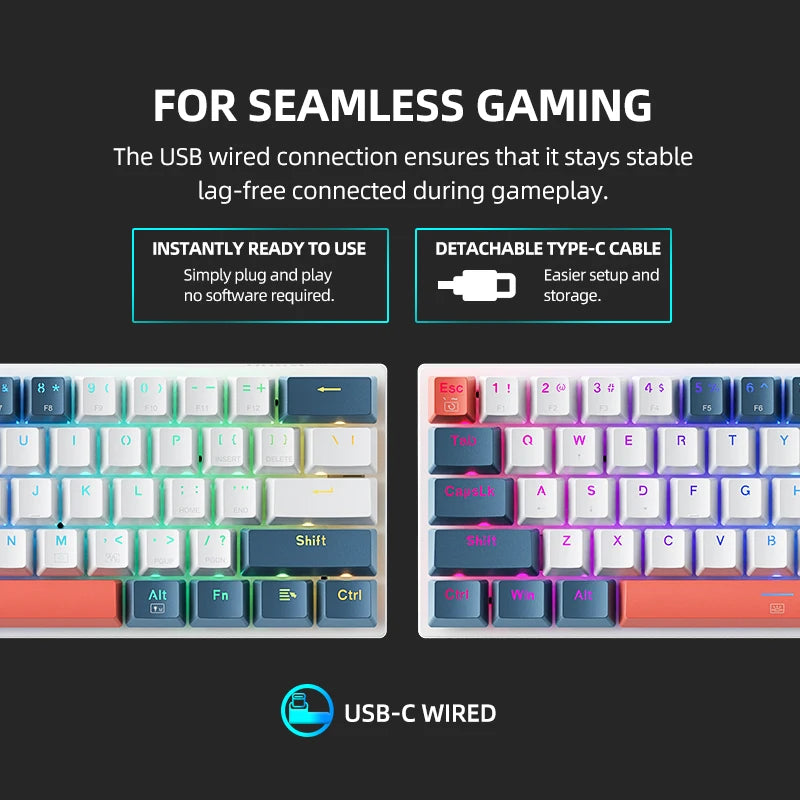 Machenike 61-Key Compact RGB Gaming Keyboard – Mechanical Wired Layout