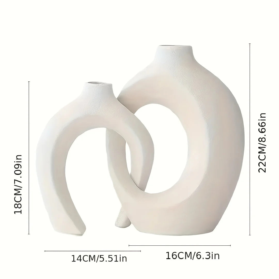 Nordic Duo: Modern Hollow Ceramic Vases for Chic Home Styling