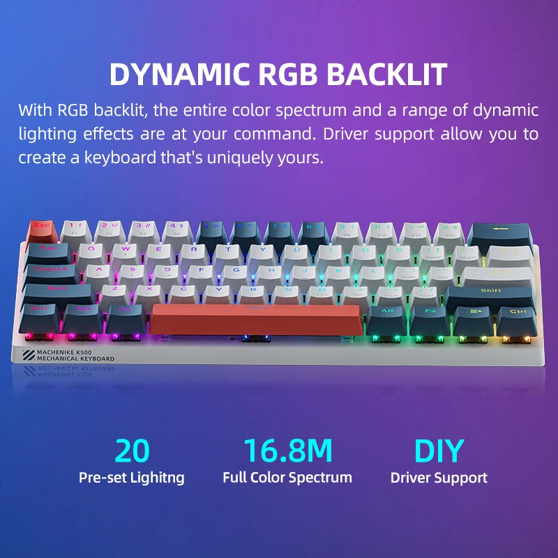 Machenike 61-Key Compact RGB Gaming Keyboard – Mechanical Wired Layout