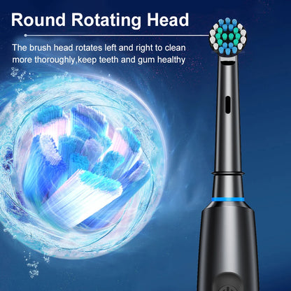 PureBrush Pro – Rechargeable Rotary Electric Toothbrush with 4 Soft Heads