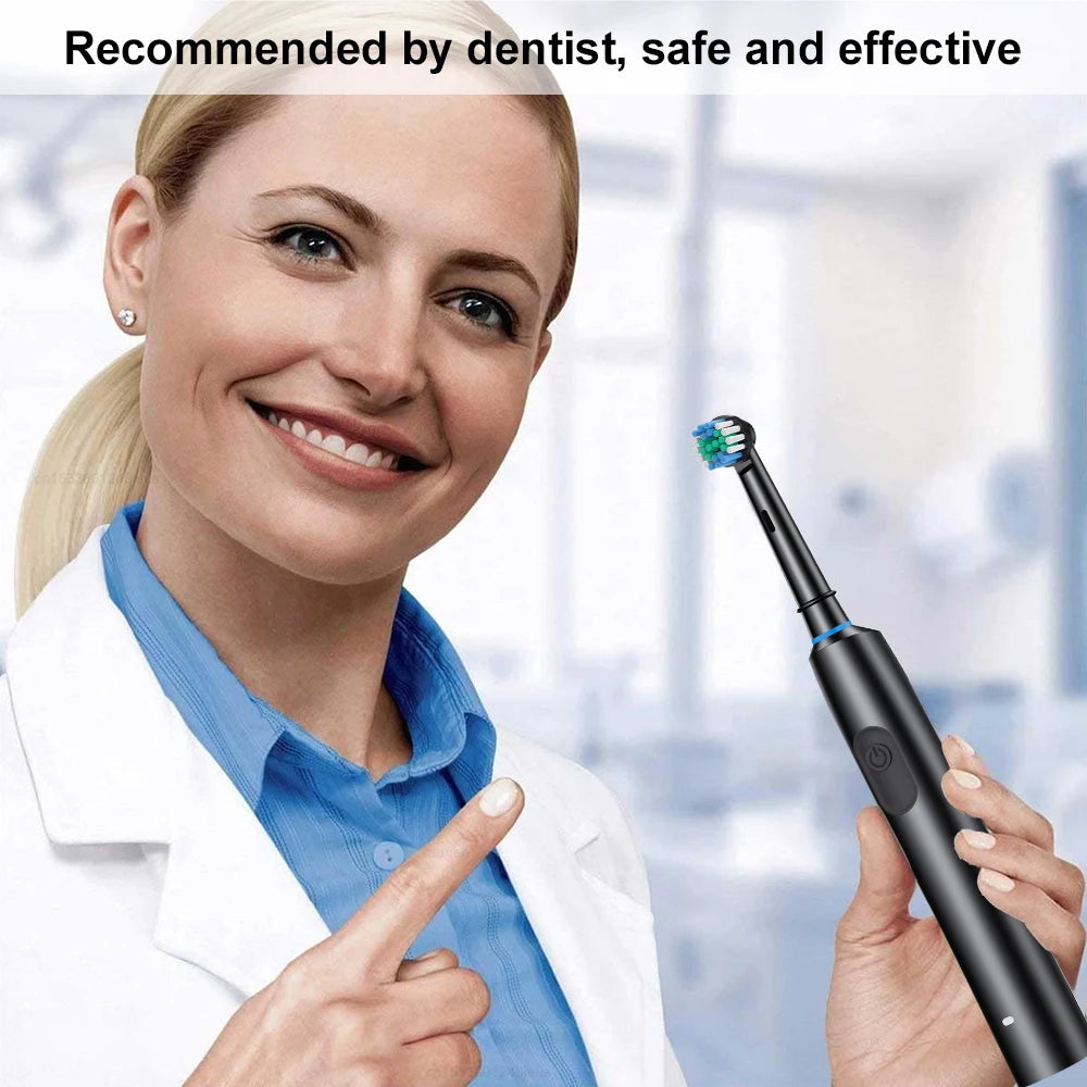 PureBrush Pro – Rechargeable Rotary Electric Toothbrush with 4 Soft Heads