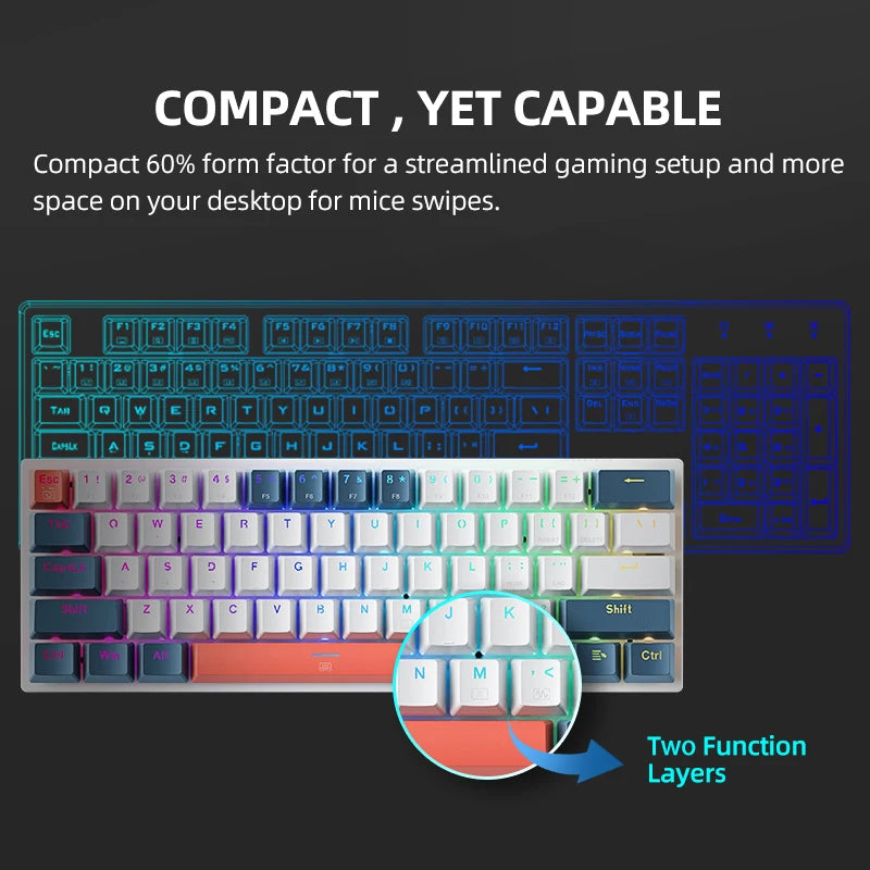 Machenike 61-Key Compact RGB Gaming Keyboard – Mechanical Wired Layout