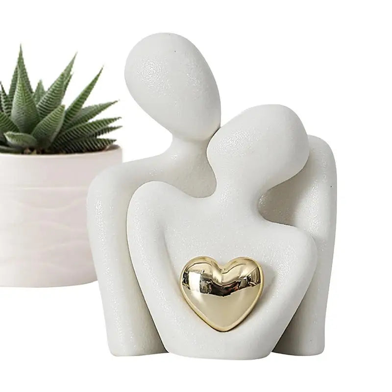 Harmony in Form: Abstract Couple Ceramic Sculpture