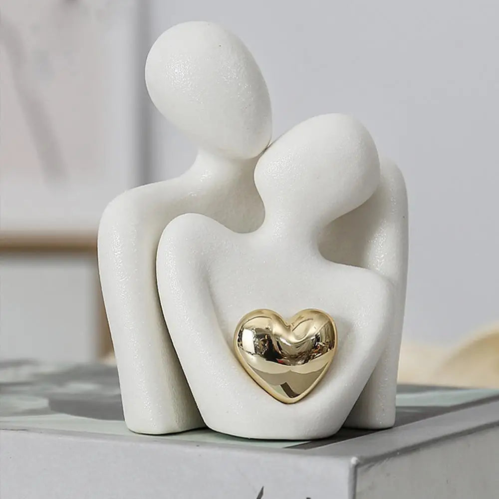 Harmony in Form: Abstract Couple Ceramic Sculpture