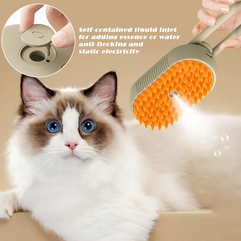 FurMist 3-in-1 Grooming Brush: Electric Steamer, Massager & Hair Remover