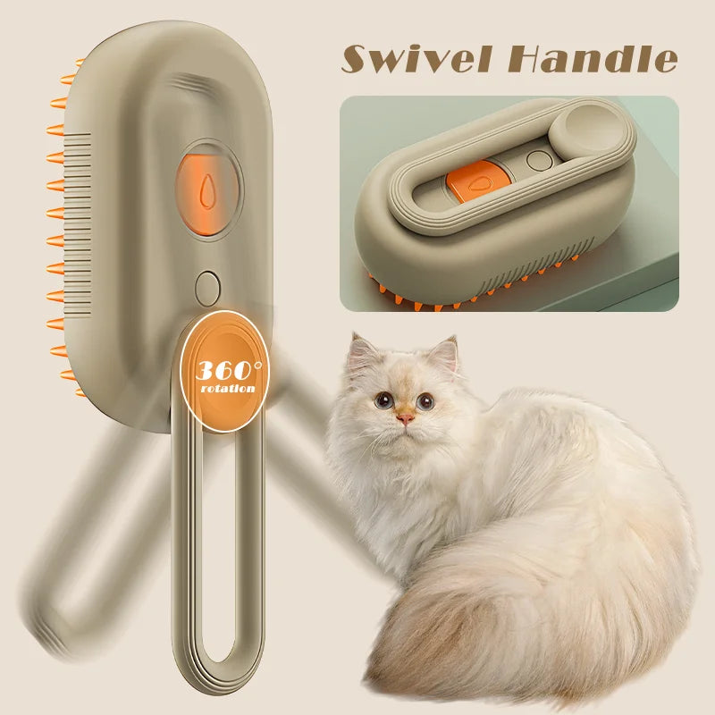 FurMist 3-in-1 Grooming Brush: Electric Steamer, Massager & Hair Remover