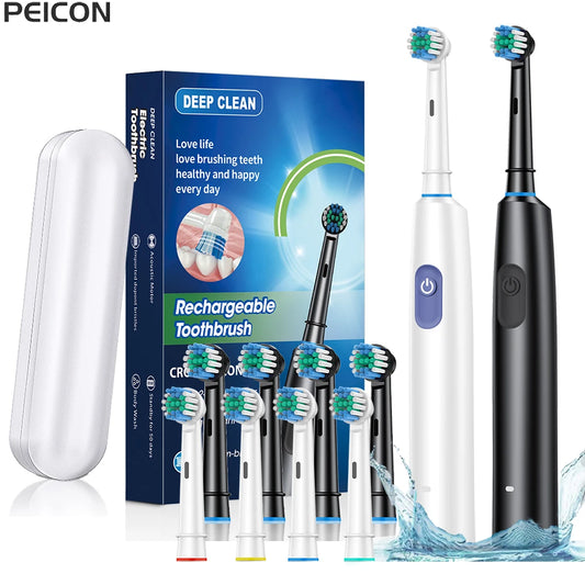 PureBrush Pro – Rechargeable Rotary Electric Toothbrush with 4 Soft Heads