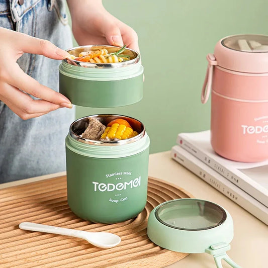 ThermaKeeper Stainless Steel Food Jar – Insulated Soup & Lunch Warmer with Spoon