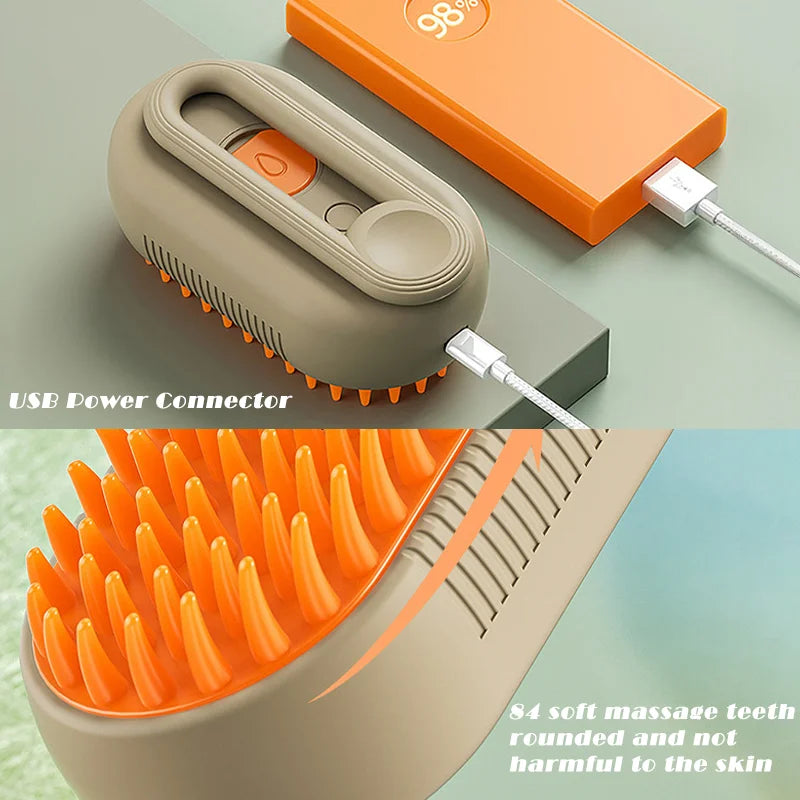 FurMist 3-in-1 Grooming Brush: Electric Steamer, Massager & Hair Remover