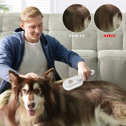 FurMist 3-in-1 Grooming Brush: Electric Steamer, Massager & Hair Remover