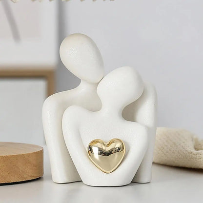 Harmony in Form: Abstract Couple Ceramic Sculpture